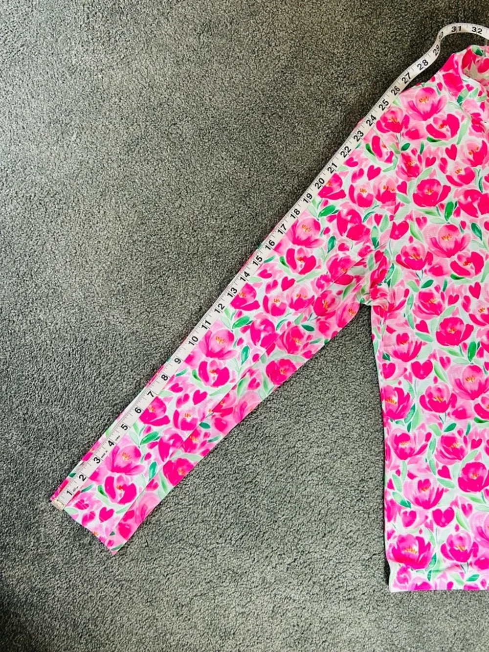 Gottex Pink, Green & White Floral Tulips 1/4 Quarter Zip Sport / Utility Jacket